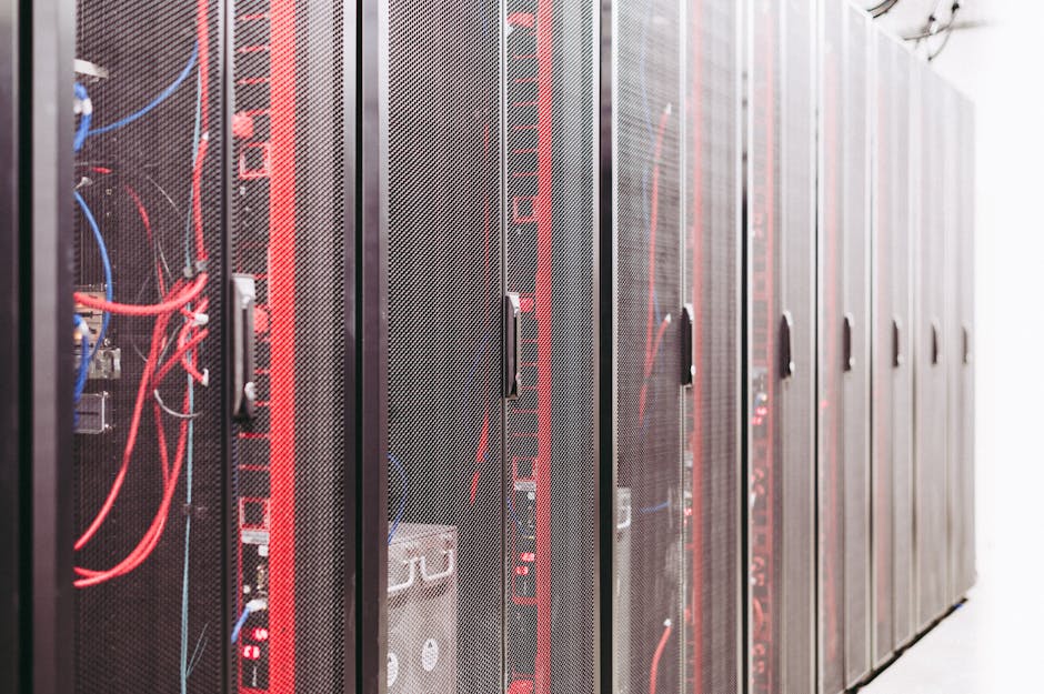 Data center with exposed services indicators near firewall and network devices
