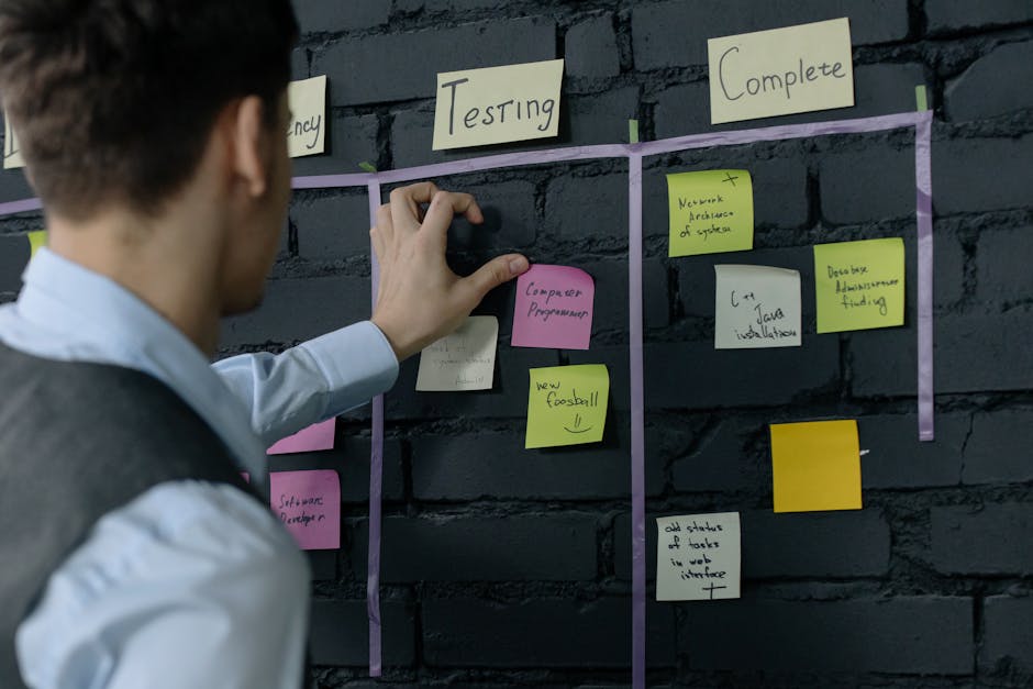 Teams at a Threat Modeling Workshop, turning business goals into a prioritized attack surface plan with sticky notes and laptops